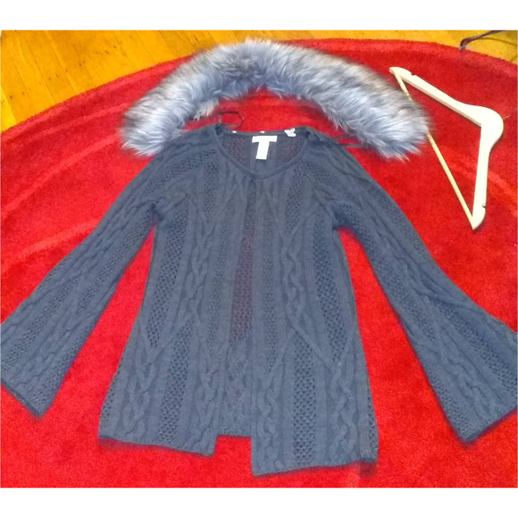 Kenar sweater with removable faux fur colar Sz M - Picture 1 of 11